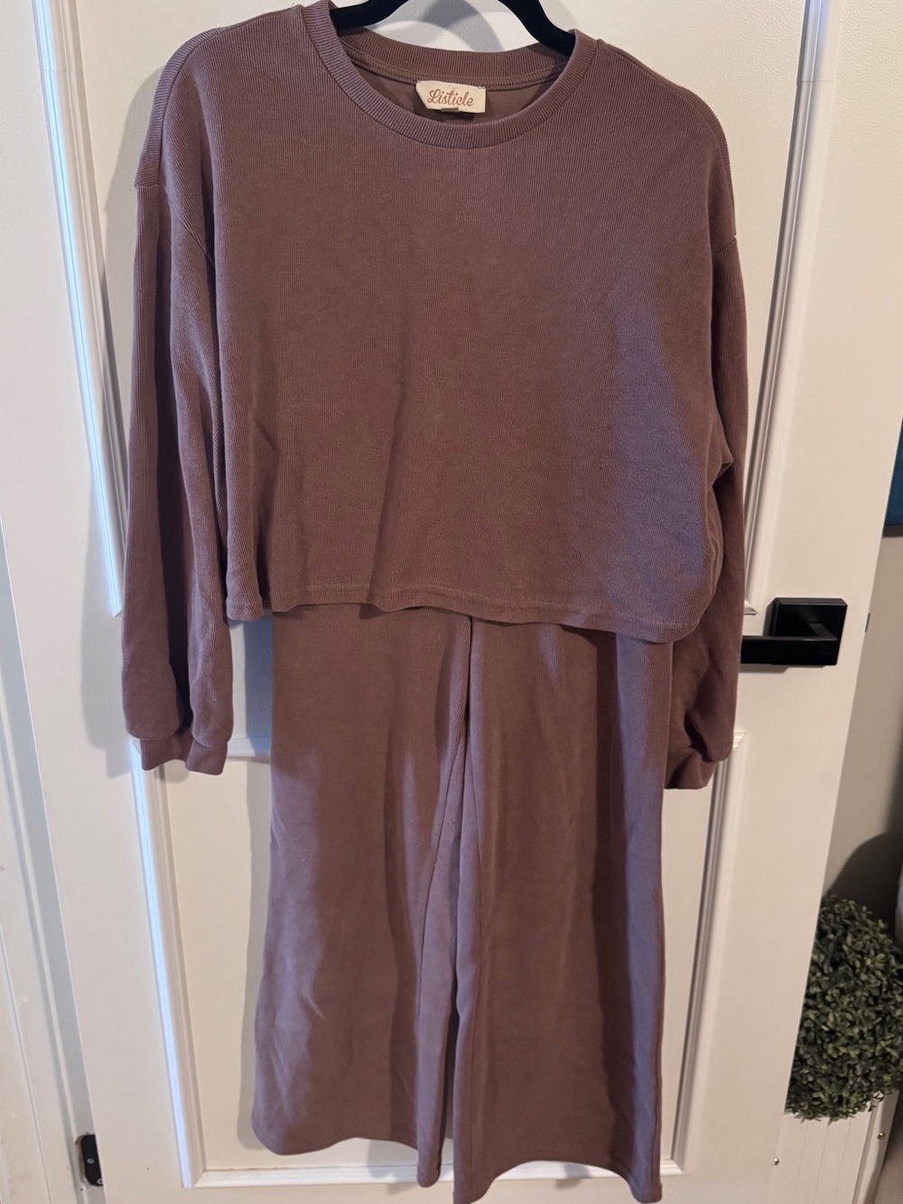 Listicle Dusty Rose Ribbed Lounge Set Top & Pants